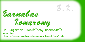 barnabas komaromy business card